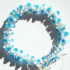 25 7mm Aqua & White Bumpy Glass Beads
